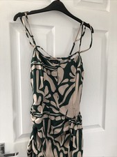 LADIES - Green Patterned Strappy Dress High Side Split - Size 12 - BX114