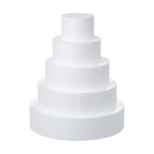 5 Tiers Round Foam Cake Dummies Set 4" 6" 8" 10" 12" White Fake Cake Dummy 15...