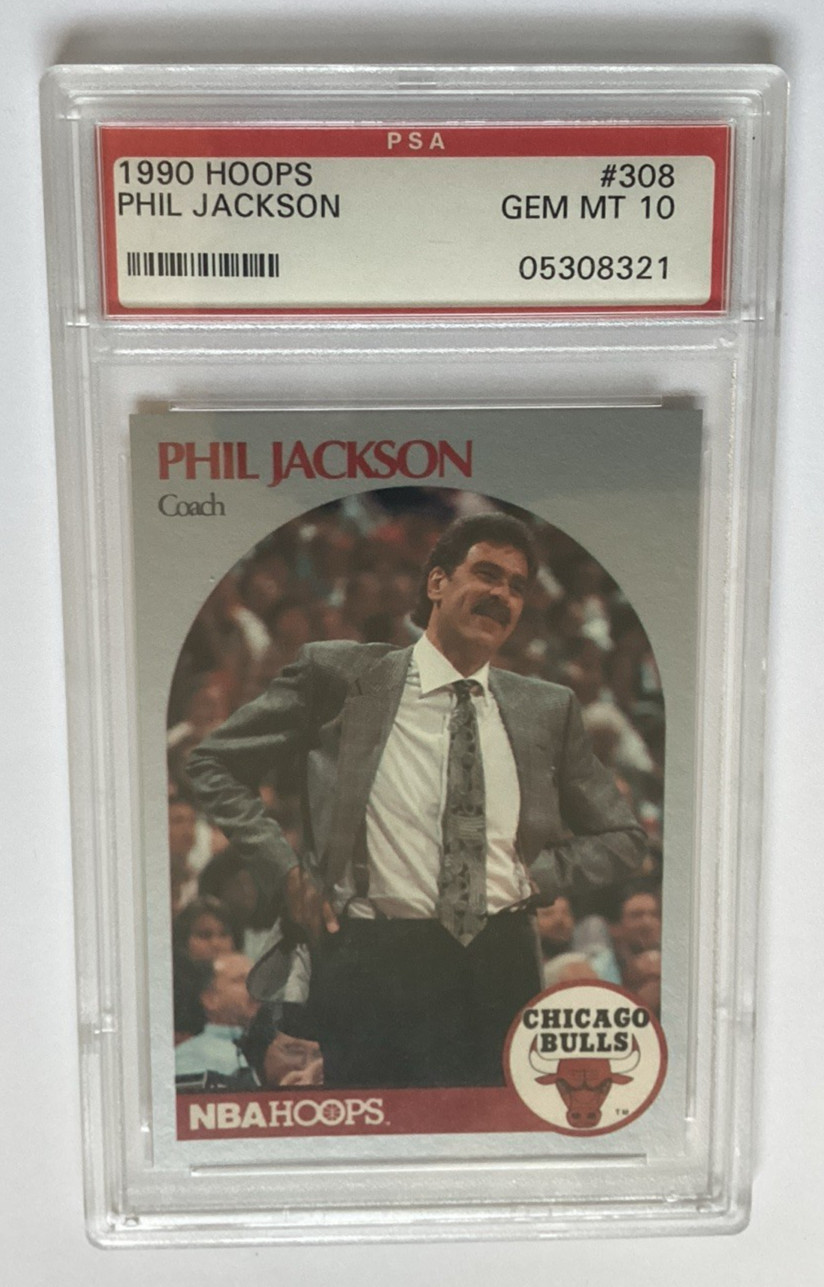Phil Jackson 1990 NBA Hoops Basketball #308 Graded PSA 10 Gem Mint Chicago Bulls