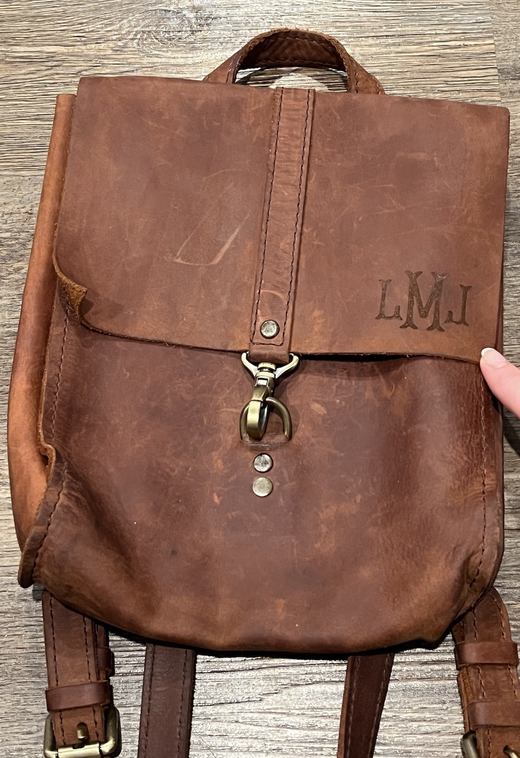 Hand-Crafted Leather Backpack Custom Monogram Eng… - image 3