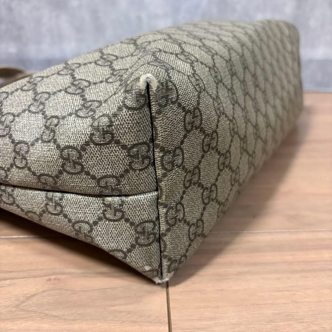 GUCCI GG Supreme Canvas Tote Bag Brown Sherry Stripe Unisex Authentic thumbnail 8