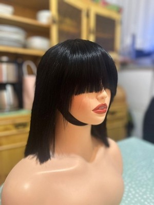 Human Hair Bang Wig, 10  Inches, Colour 1b