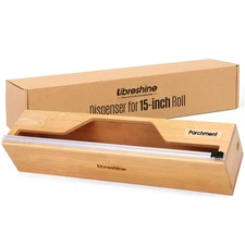 15 Inch Parchment Paper Dispenser with Cutter for Costco-Sized Roll, Bamboo K...