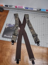 Realtree Hardwoods Camo Clip-On Camouflage Suspenders 2" Wide Strap Excellent
