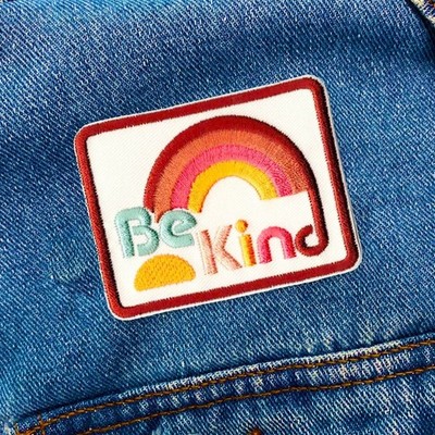 Be Kind Patch | Be Kind with Rainbow Embroidered Iron-On Patch Applique