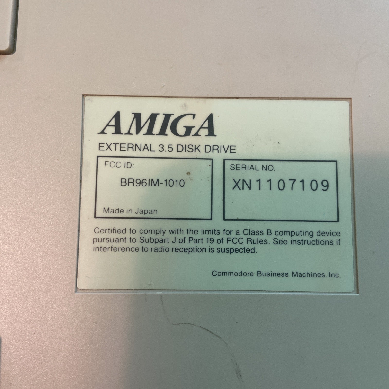 Amiga External 3.5” Floppy Drive Model 1010 - Tested Working 