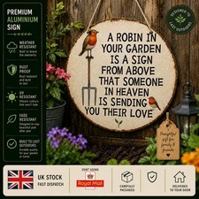 Robin Memorial Garden  20cm Aluminium Hanging Metal Sign Outdoor Remembrance