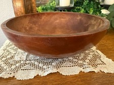 Vintage 1960s Haitian Hand Carved Wood Bowl 11.5" Rustic Primitive Decor BOHO