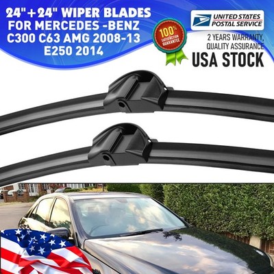 Black 24''+24'' 2x Highly clean Window durable Front Windshield Wiper Blades KIt