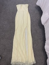 Windsor XS Pastel Yellow Beaded Strapless Maxi Dress