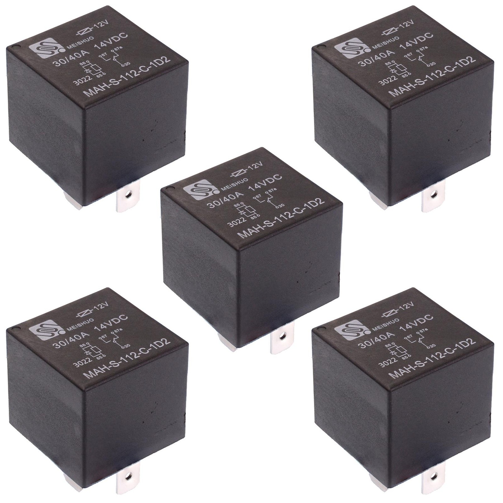 5 x 12V Automotive Changeover Relay Diode 40A 5 Pin SPDT Auto Car