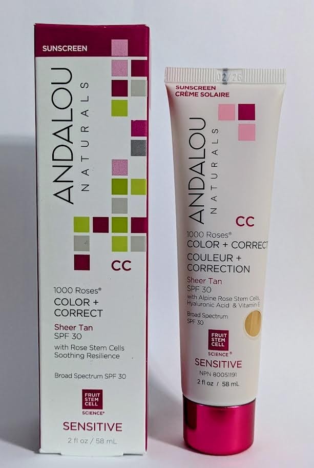 Andalou Naturals CC 1000 Roses Color Correct Sheer Tan with SPF 30 FREE SHIPPING