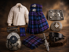 Scottish Kilt Outfit Traditional Wedding 10Piece Highland Wear Tartan Kilts Set