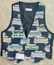 Christian Dior Tapestry Vest Classic Cars Americana Novelty Paris New york READ