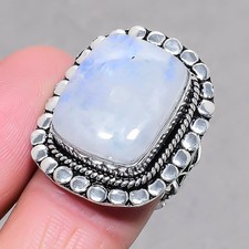 Rainbow Moonstone Gemstone Handmade Gift Jewelry Vintage Adjustable Ring SR 2793