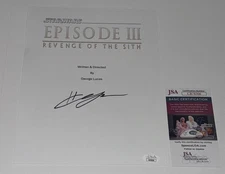 HAYDEN CHRISTENSEN SIGNED STAR WARS EPISODE III REVENGE OF THE SITH SCRIPT JSA