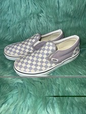 Classic checkerboard slip-on by Vans Kids 3 Lavender canvas