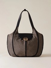 Borbonese borsa donna cottage borsa shopping op naturale nero 91010005I15