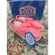 Hey Dude Wendy Bow Stardust Girls Size J5 Pink Glitter Slip On Moccasin NWT
