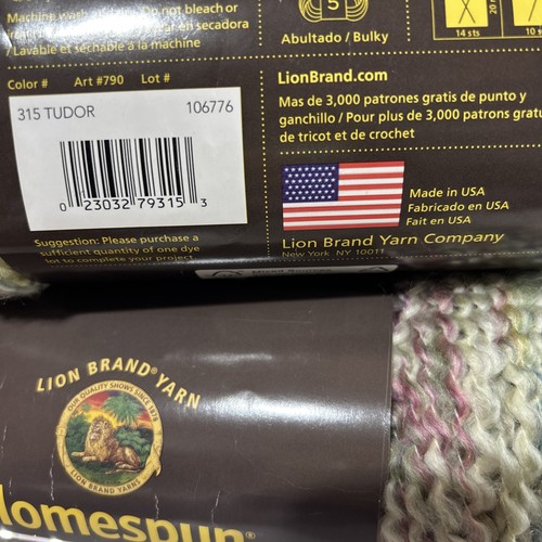 4 Skeins Lion Brand Homespun Yarn TUDOR 185 Yds Color 315** Lot 106776 Bulky 5 - Picture 3 of 6