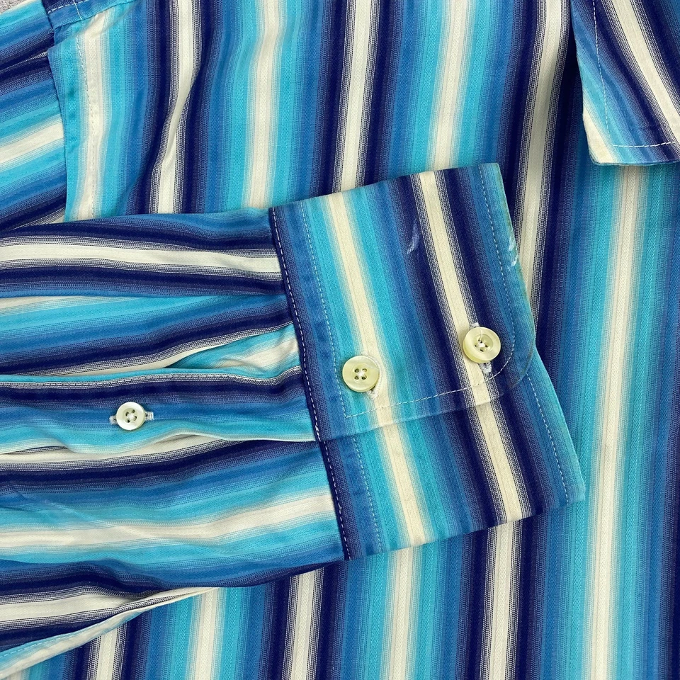 Gap Dress Shirt Mens 18/2XL Blue Purple Long Sleeve Fitted Striped Career Shirt - Image 2 of 4