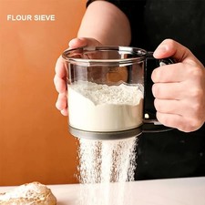 Semi-Automatic Handheld Flour Sifter Baking Sieve Non-Stick Kitchen Tool UK