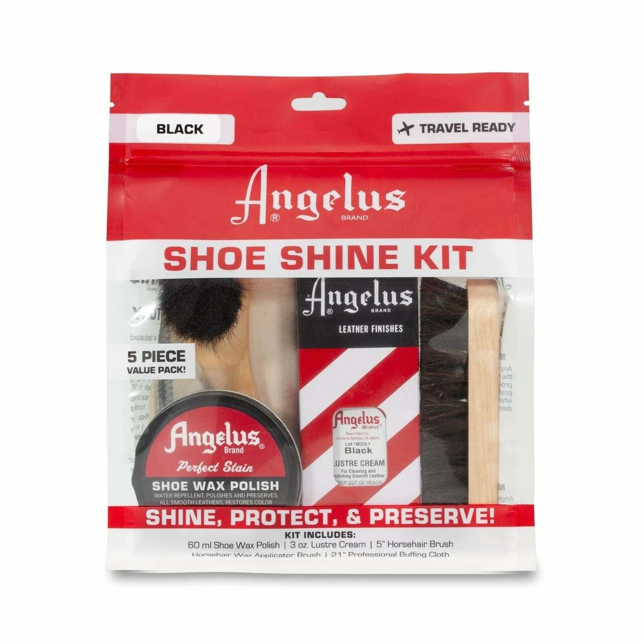 Angelus Shoe Shine Travel Kit | 5 Pieces (Black)
Opens in a new window or tab
