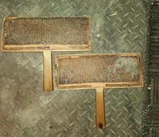 Pair  Antique Large  Wooden Wool Hand Carders Early 20th Century Combs