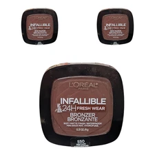 3 x L'Oreal Infallible Bronzer 24H Fresh Wear 0.31 oz #550 Deep Dark Ships Free