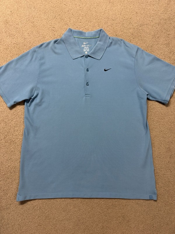 Nike Dri Fit Tennis Polo Shirt XL Aqua Blue Golf 386534-411