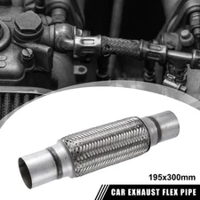 2"x8"x12" Exhaust Flex Pipe with Extension Pipe Stainless Steel Silver Tone