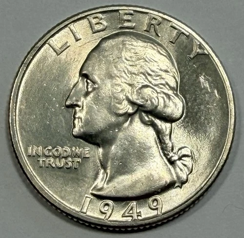 1949 Washington Quarter - Gem BU - 90% Silver - UNC / MS - Blast White