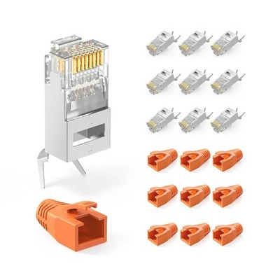 Cat7 Pass Through Netzwerkstecker 10 Gbit/s 10 Stück Orange