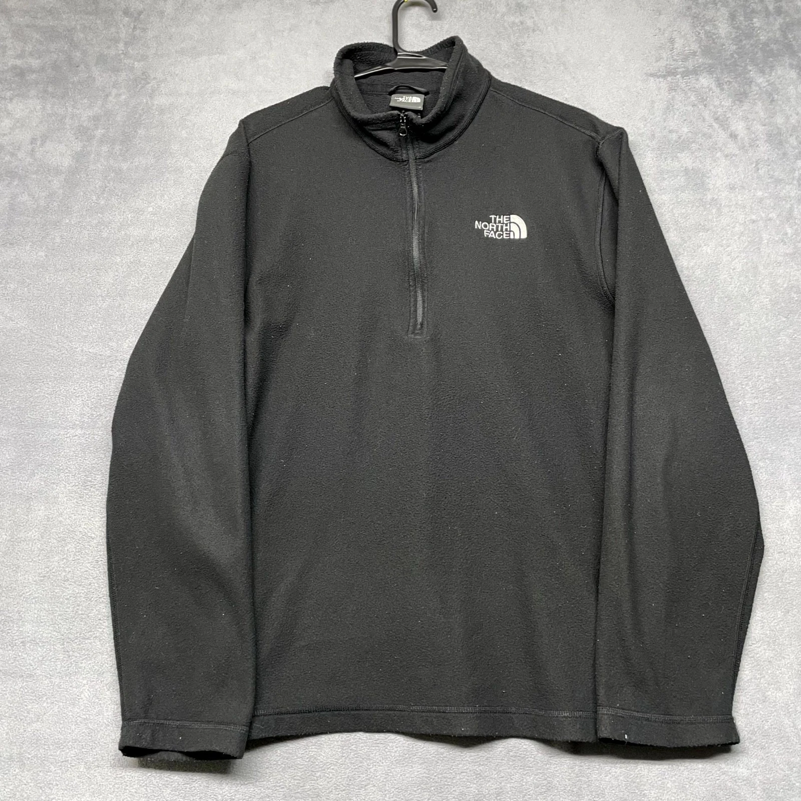 The North Face Fleece Jacket Mens Large Black Mock Neck Quarter Zip Warm Wear