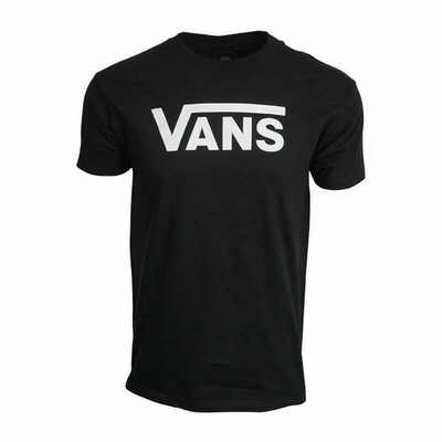 VANS MENS LOGO T SHIRT BLACK WITH WHITE PREMIUM T SHIRT NEW