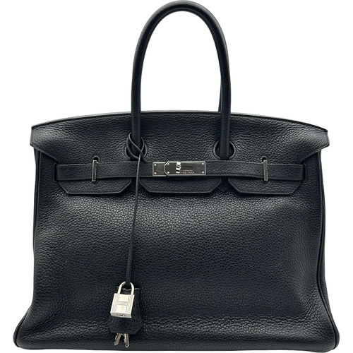 HERMES Birkin 35 Black Handbag N Stamp #OKB4617