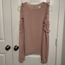 Eliza J Cold Shoulder Ruffled Dusty Rose/Pink Blouse Women's Size 12
