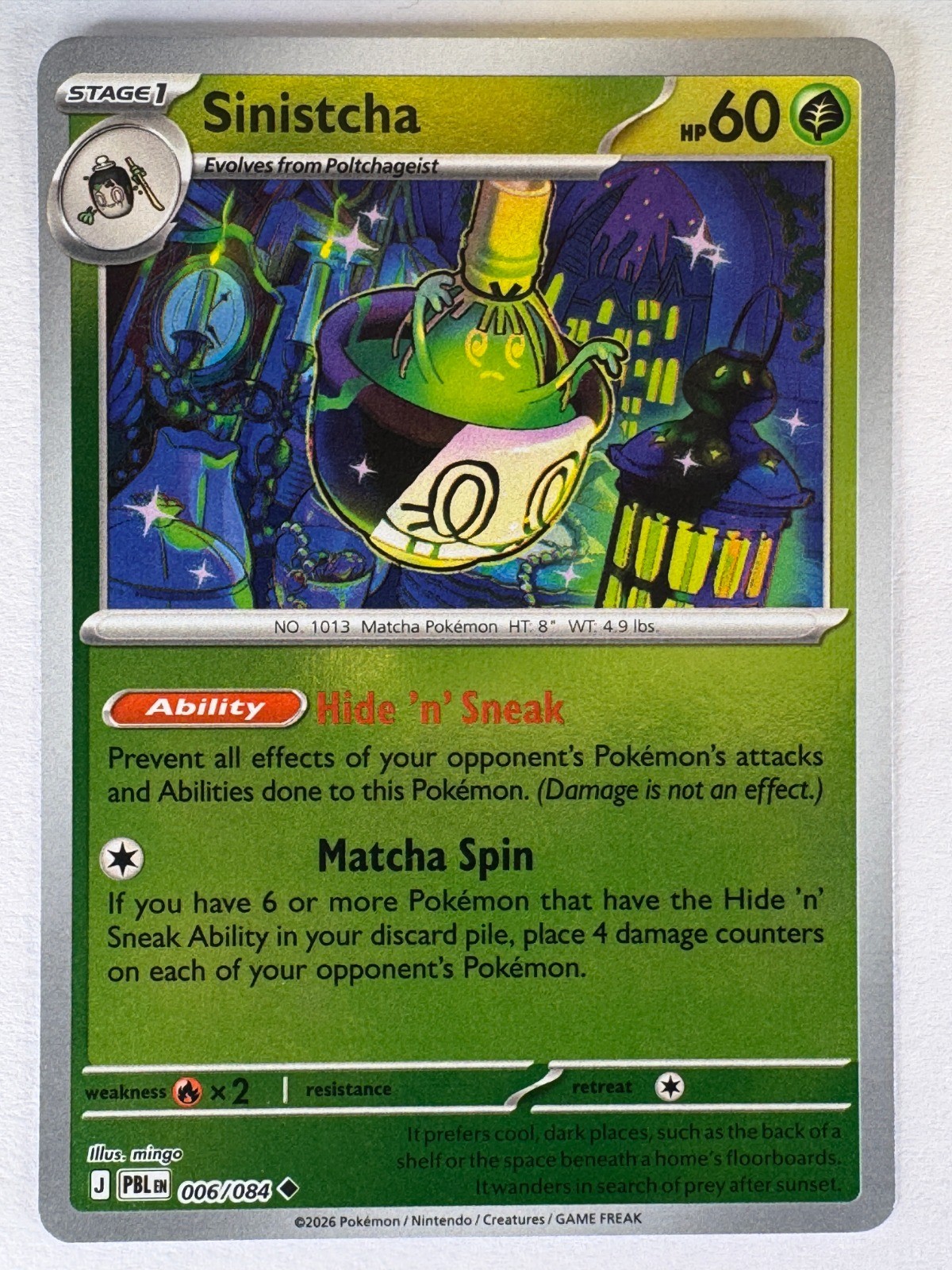 Sinistcha Reverse Holo Uncommon ME05: Pitch Black 006/084 NM