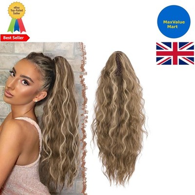 FESHFEN Claw Clip Pferdeschwanz Extensions, langer Pferdeschwanz Haarteil wellig lockig syn