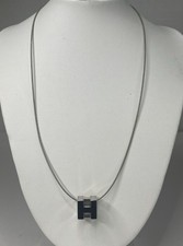 Hermes Cage De Ash H Cube Necklace Jewelry Stainless Steel Ladies Silver / Black