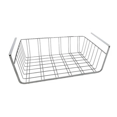 Panier Métal Chromé Corbeille de Rangement Suspendu Usage Universel Étagères à - Photo 1/3