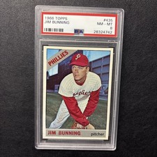 1966 TOPPS #435 JIM BUNNING HOF Phillies sharp/clean/CENTERED Lower Pop PSA 8
