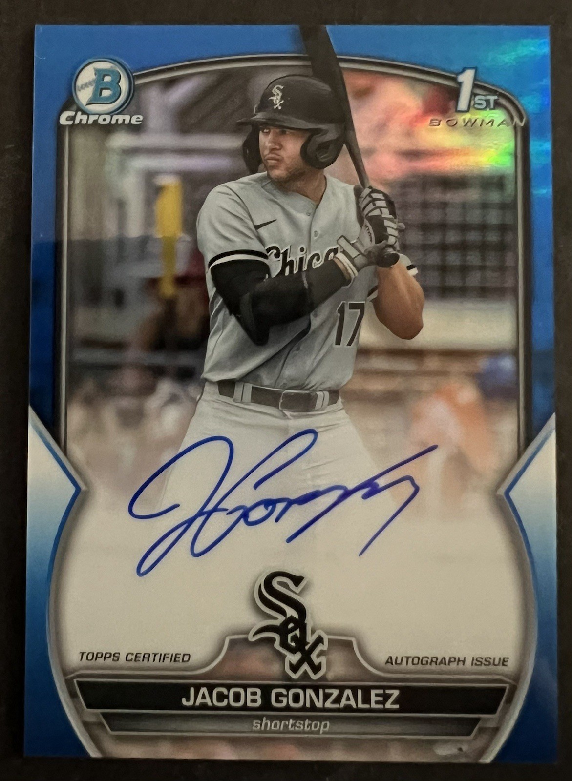 Jacob Gonzalez 2023 Bowman Draft Chrome Blue Refractor Auto Card 113/150 CDA-JGO