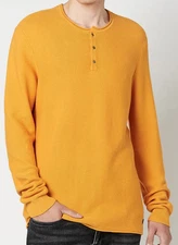 BUFFALO By David Bitton Scotch Yellow Knit Henley Shirt NEW Medium
