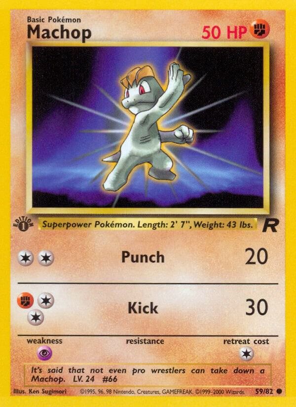 Machop 59/82 1st Edition Team Rocket LP Pokémon TCG vintage