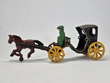 Vintage Cast Iron Horse Drawn Buggy Wagon Carriage with Driver