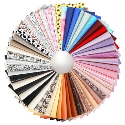 30 Pieces Random Colors Faux Leather Sheets 8X 6Inch Multiple Styles Mixed Gl...