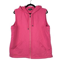 Lauren Jeans Co Vest Womens XL Pink Hooded Zip French Terry Sleeveless Casual