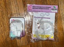 Spectra Breast Pump Duckbill Head Valve Set 2 White Silicone NEW With Tubing