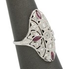 Art Deco 850 Plat .44ctw Diamond & Ruby Filigree Shield Size 7.75 Ring #JB662-4 — photo 4